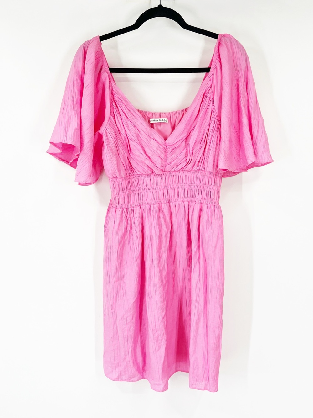 Abercrombie & Fitch Flutter-Sleeve Dress in Pink